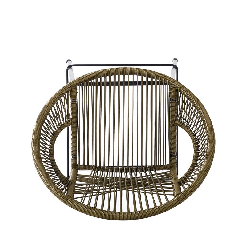Ferrara Outdoor Patio Teal Faux Wicker Barstool (Excluding the table)