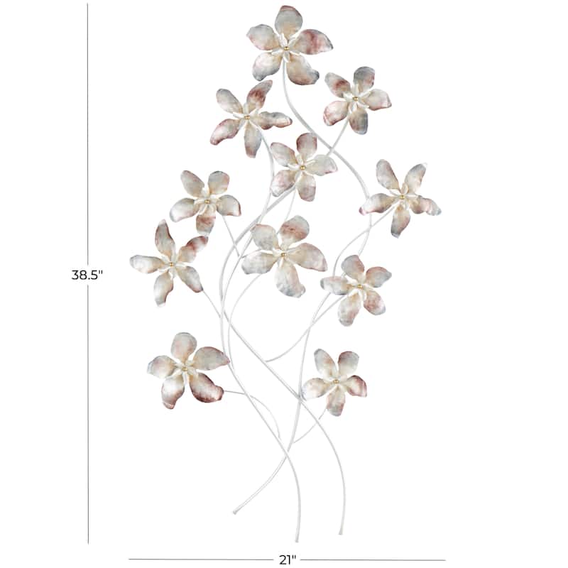 Metal Floral Home Wall Decor with Silver Stems - Multi Colored - Roche River Decor