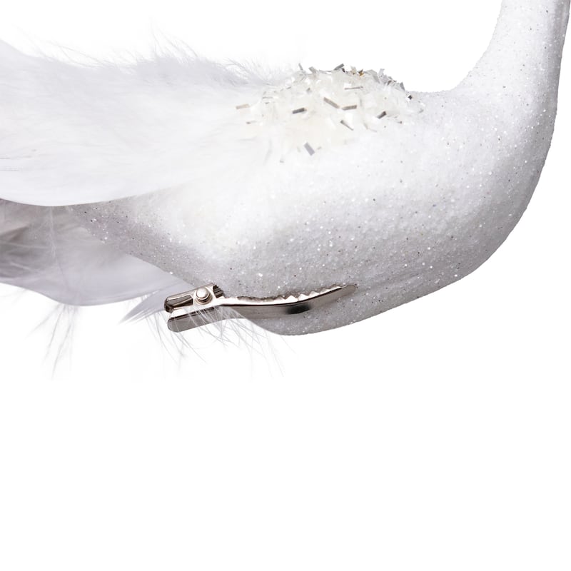 Glittered Peacock Clip-on Christmas Ornament - 14" - White