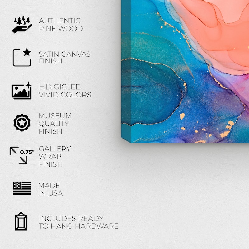 Wynwood Studio Canvas Abstract Moon Color Inks II Orange and Glam Wall Art Canvas Print