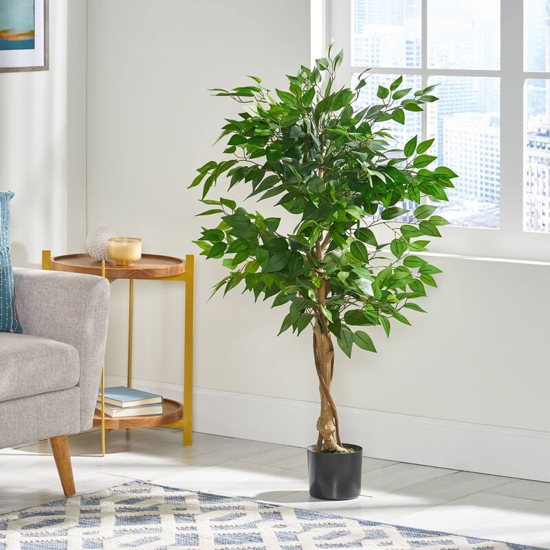 120cm Artificial Ficus Tree in Pot Indoor Outdoor Home Decor - Green