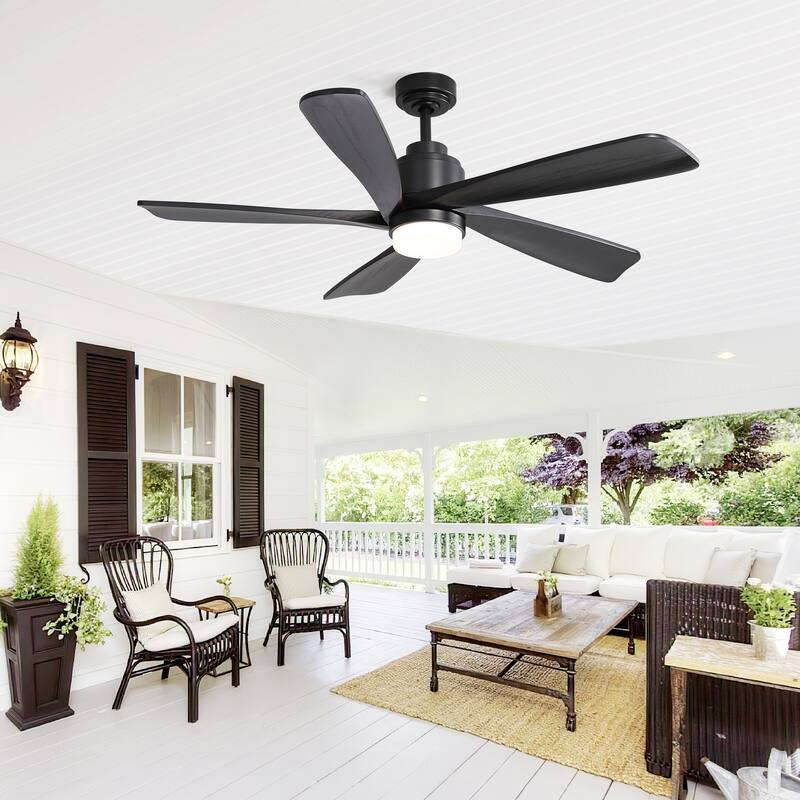Sofucor 52" Solid Wood Noiseless Ceiling Fans with Dimmable LED Light Optional and Remote, 6-Speed Reversible, Smart Optional
