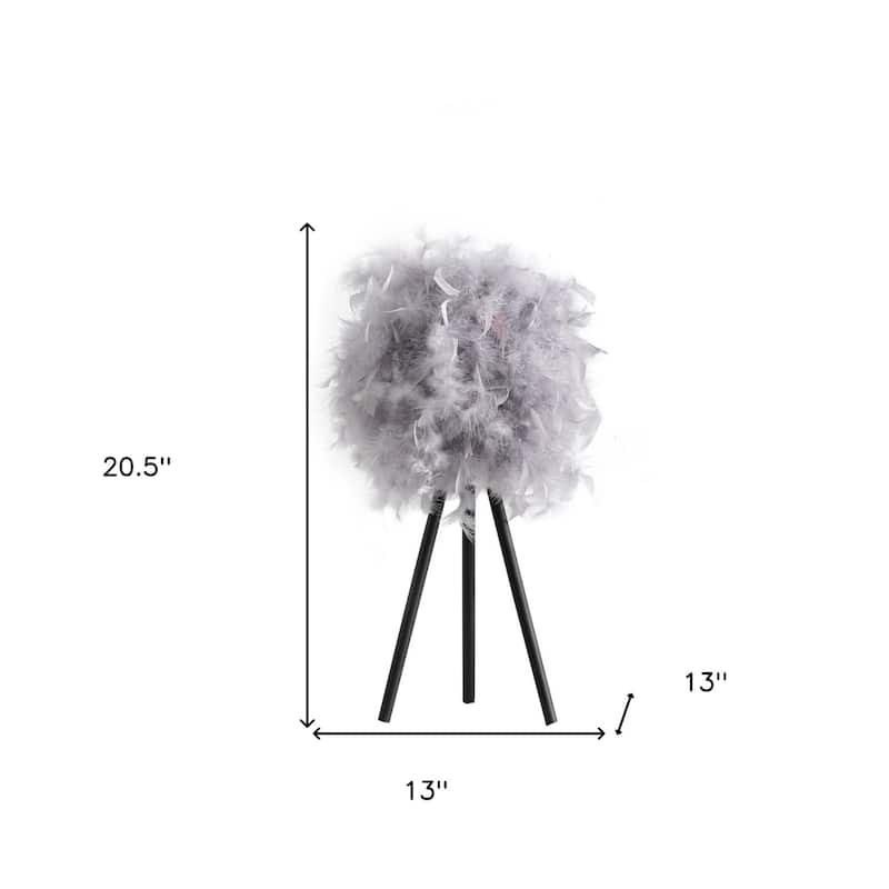 21" Modern Tripod Table Lamp with Faux Feather Shade - 13" x 13" x 20.5"