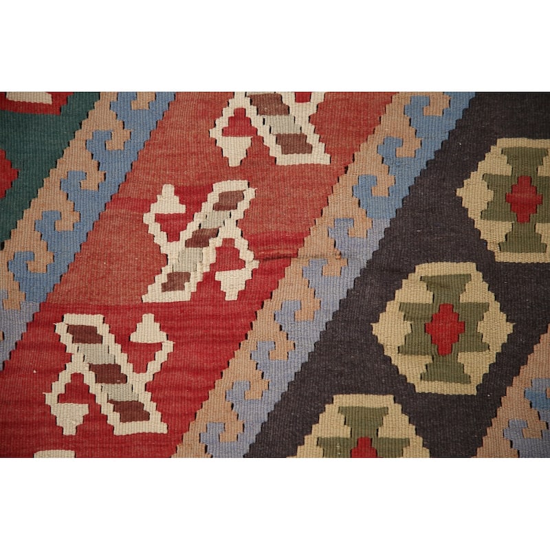 Vegetable Dye Flatweave Kilim Qashqai Persian Antique Area Rug - 5'1"x 7'0"