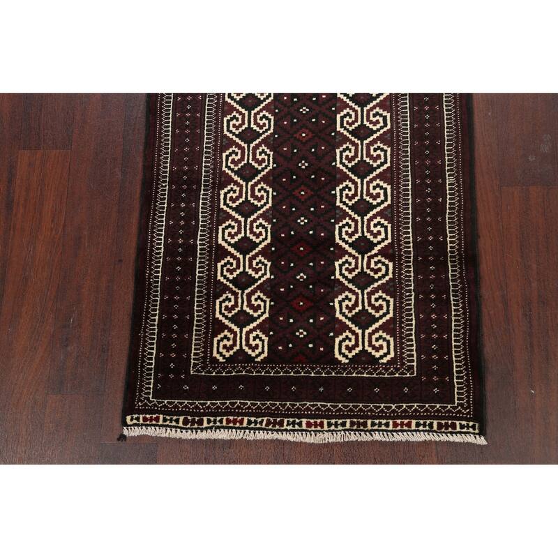 Traditional Geometric Persian Balouch Wool Area Rug Handmade Carpet - 2'6" x 3'11"