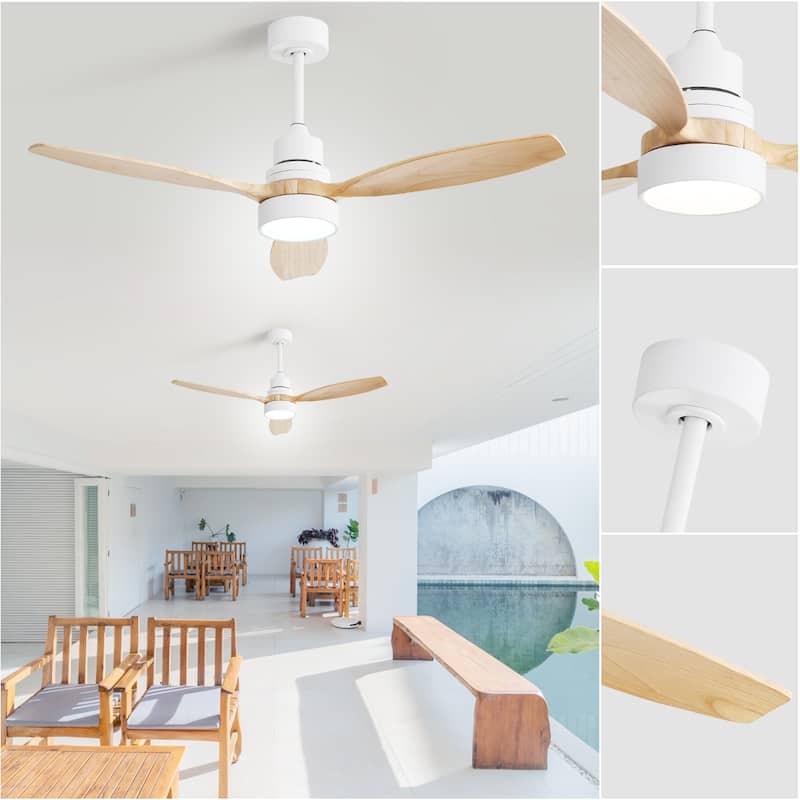52" Wooden 6-Speed Noiceless Reversible DC Motor Ceiling Fan with Light and Remote - 52 Inch