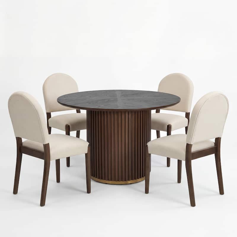 Christopher Knight Home - Wooden 5 Piece Dining Set with Upholstered Chairs