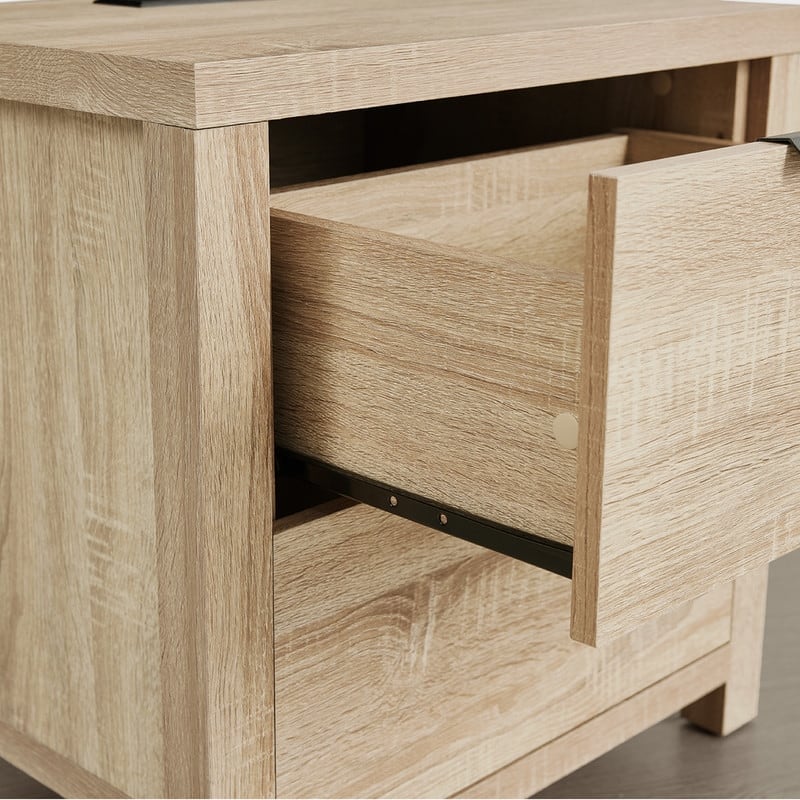 Spruce & Spring Scout Farmhouse Solid Wood Nightstand with 2 Drawers and Type-C, USB & 2 Power Outlets