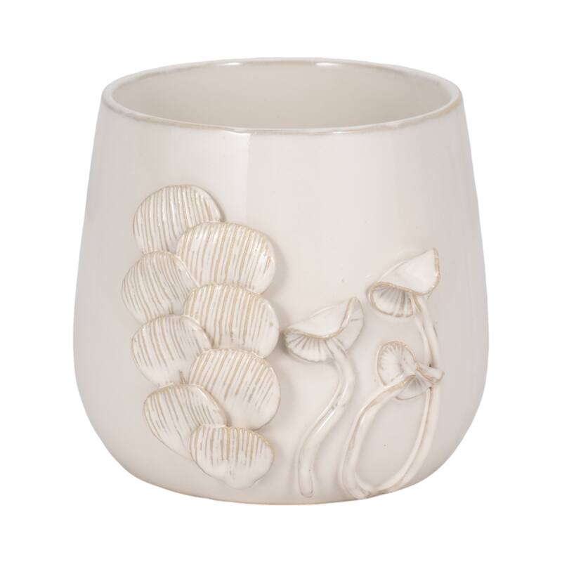 Sagebrook Home Ceramic Elegance, Enchanting Applique Planter for Modern Spaces