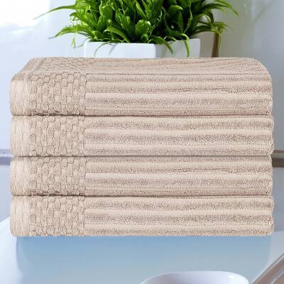 Superior Soho Cotton Ribbed Checkered Border Bath Towel Set of 4