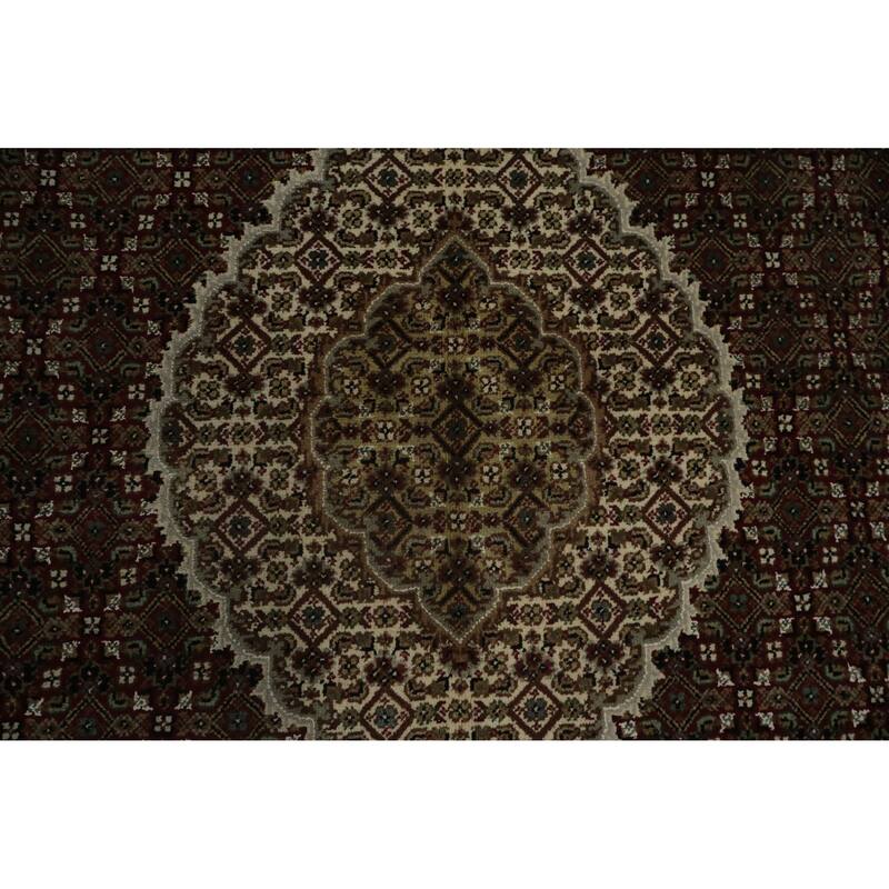 Hand Knotted Oriental 100% Wool Carpet Traditional Floral Red Tabriz-Mahi Area Rug - 9' 2'' X 5' 9''