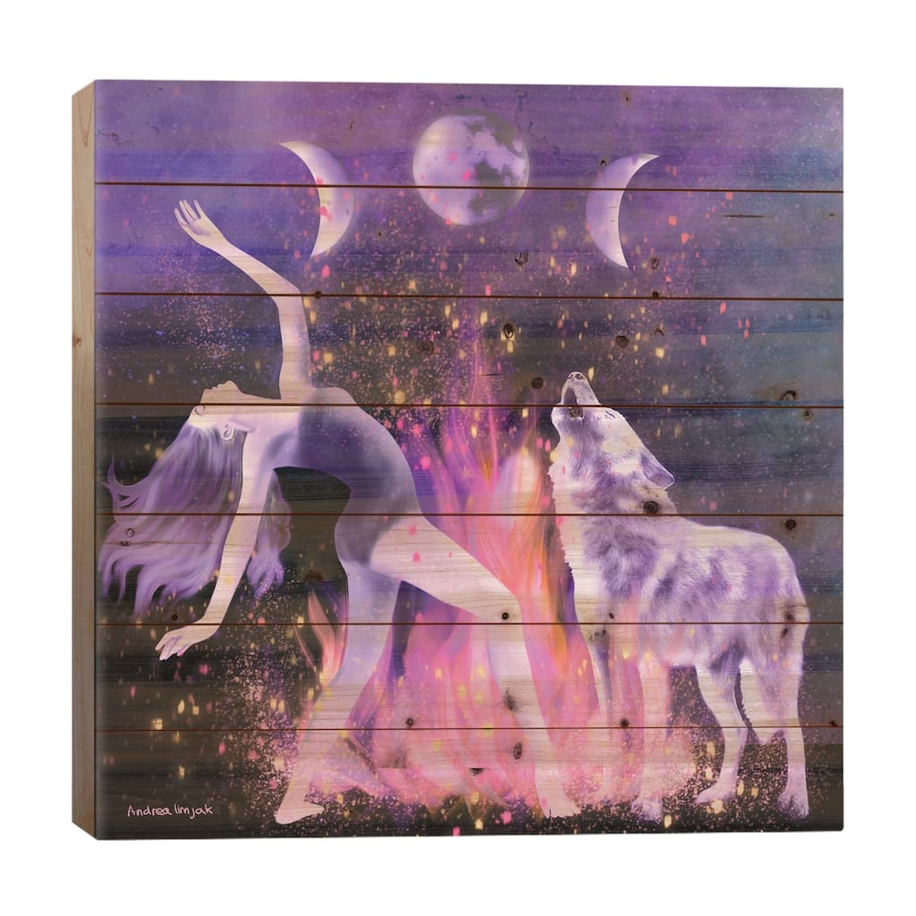In Flames Print On Wood by Andrea Hrnjak - Multi-Color