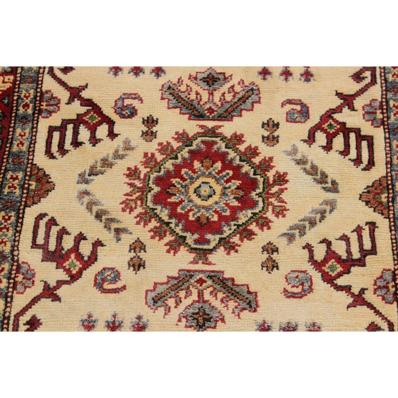 Tribal Kazak Maxwell Natural/Red Wool Runner - 2'8'' x 9'8''