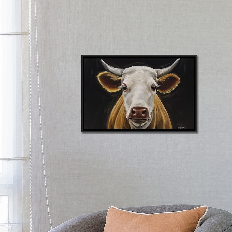 iCanvas "Cow 'Tank' Black Background II" by Hippie Hound Studios Framed Canvas Print