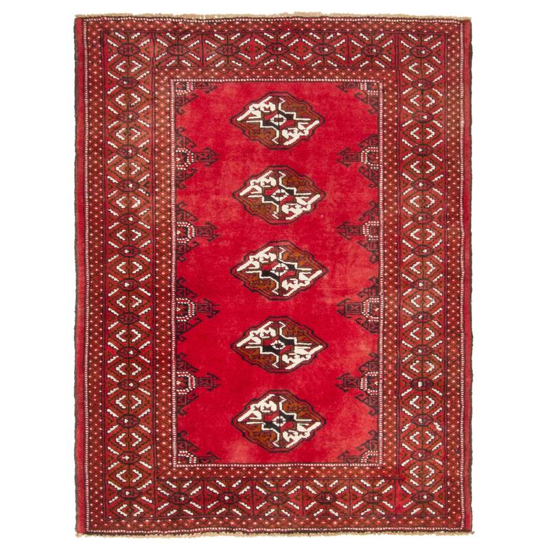 ECARPETGALLERY Hand-knotted Baluch Red Wool Rug - 3'4 x 4'4