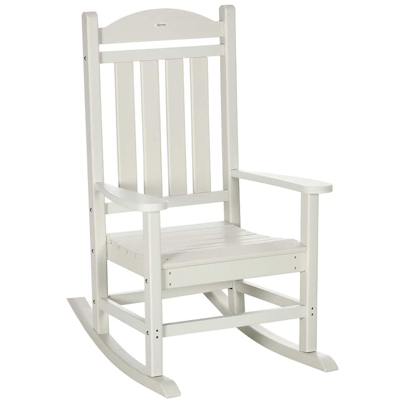 Outdoor Rocking Chair,All Weather-Resistant Hdpe Rocking Patio Chairs With Rustic High Back