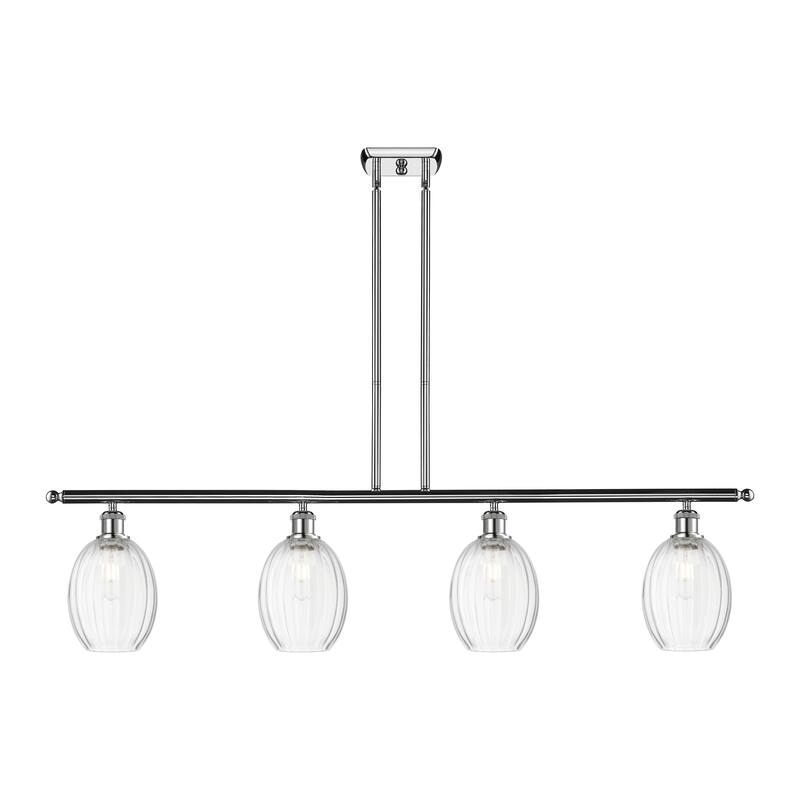 Innovations Lighting Endless Possibilities Ballston - Preston - 4 Light 48" Bulb Shade Stem Hung Island Light - Clear/Polished Chrome