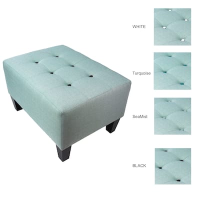 MJL Furniture MAX Squared Decorative Button Tufted Upholstered Sea Mist Firm Ottoman