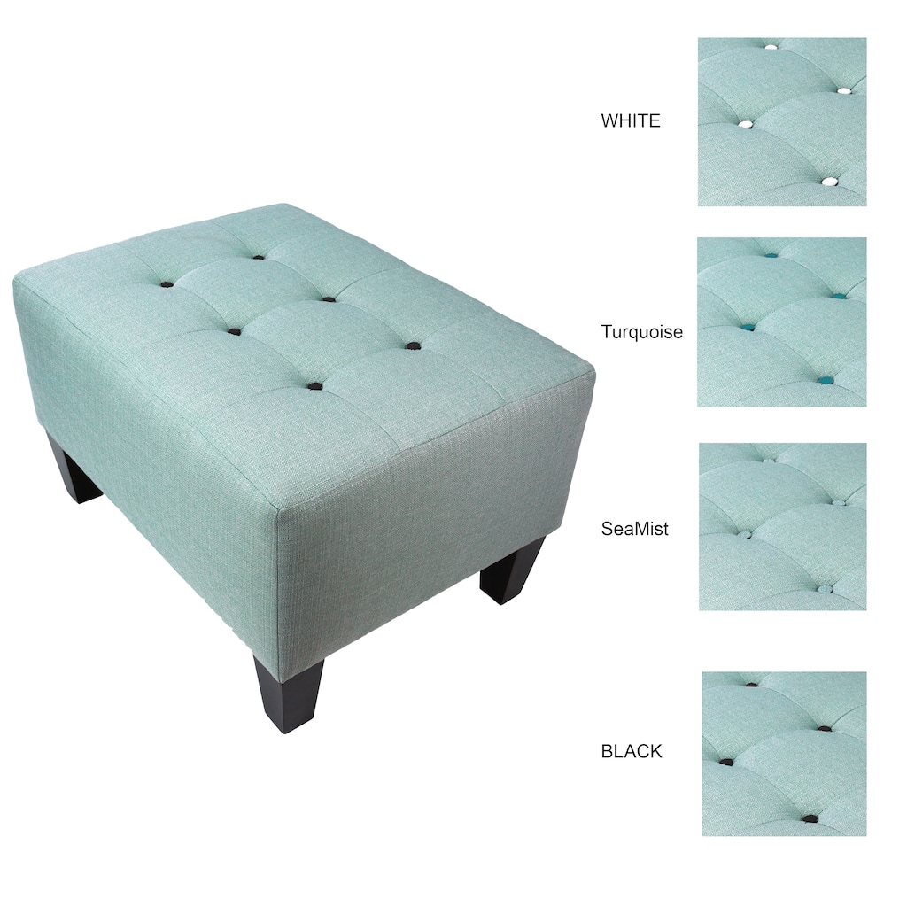 MJL Furniture MAX Squared Decorative Button Tufted Upholstered Sea Mist Firm Ottoman