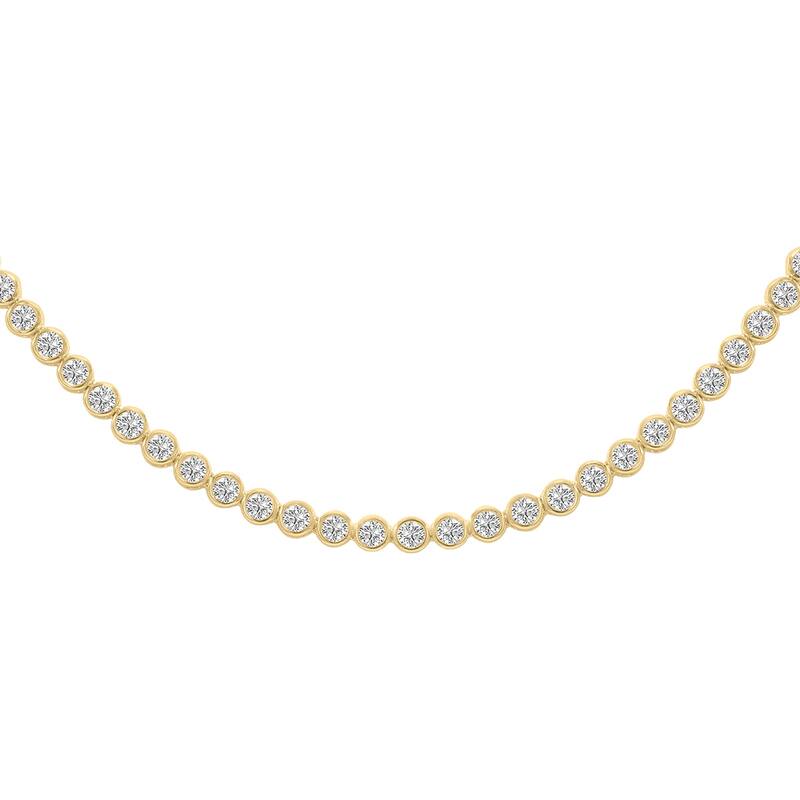 Marquee 10 Carat TW Round Lab Grown Diamond Bezel Set Necklace in 14K Yellow Gold