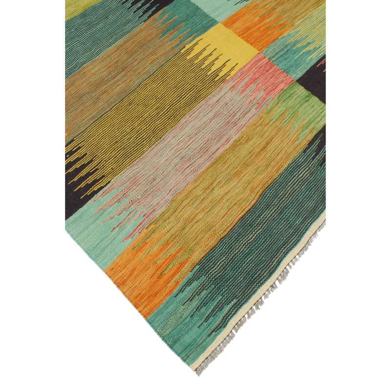Modern Flatweave Anastaci Red/Gold Rug - 5'7" x 7'10"