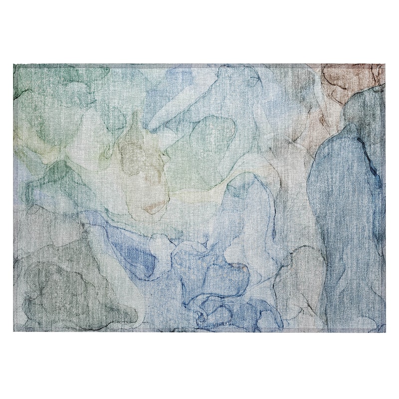 Machine Washable Indoor/ Outdoor Abstract Chantille Rug