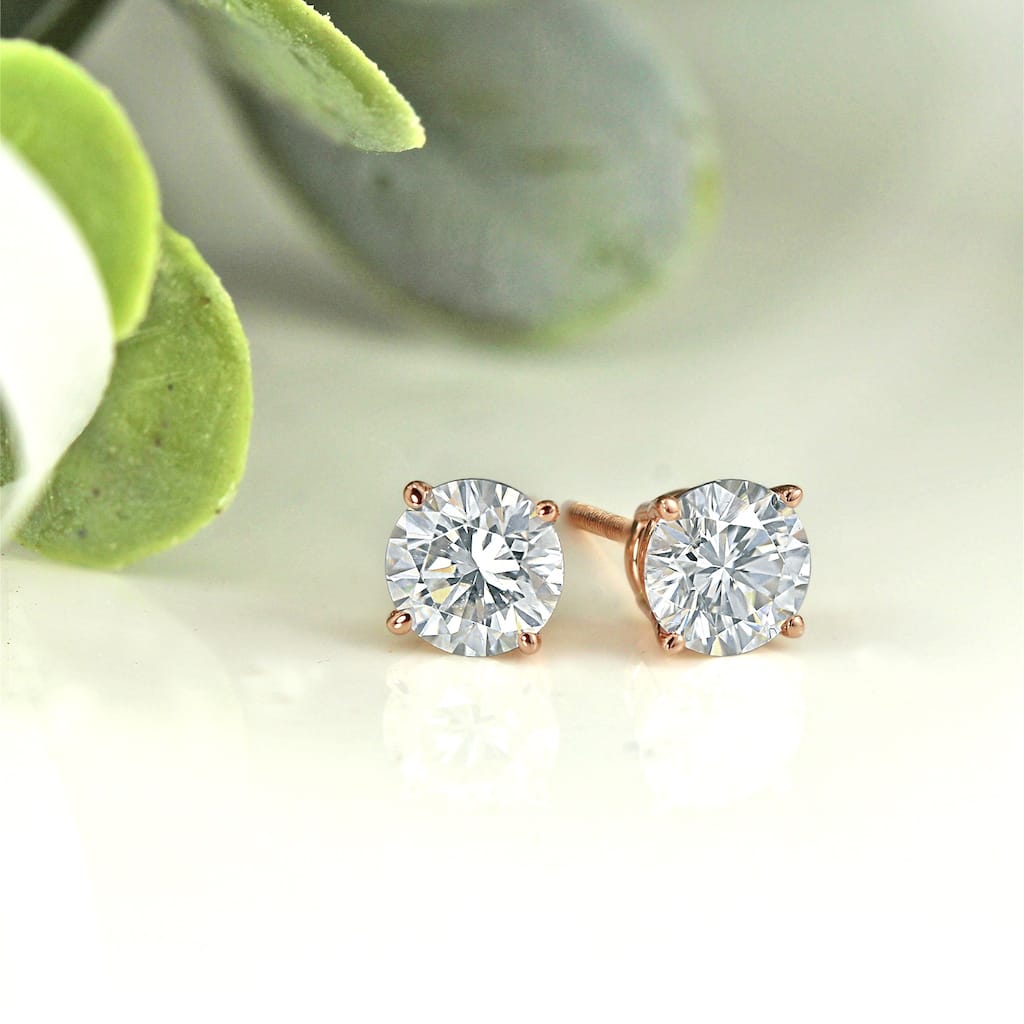 Auriya 14k Gold 1ctw Round Moissanite Stud Earrings - 5 mm
