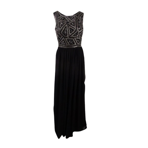 adrianna papell black beaded gown
