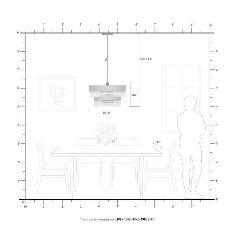 Livex Lighting 7-light Brushed Nickel Chandelier, 49825-91 - 24" DIA X 23.5" - 53.5" ADJ. H