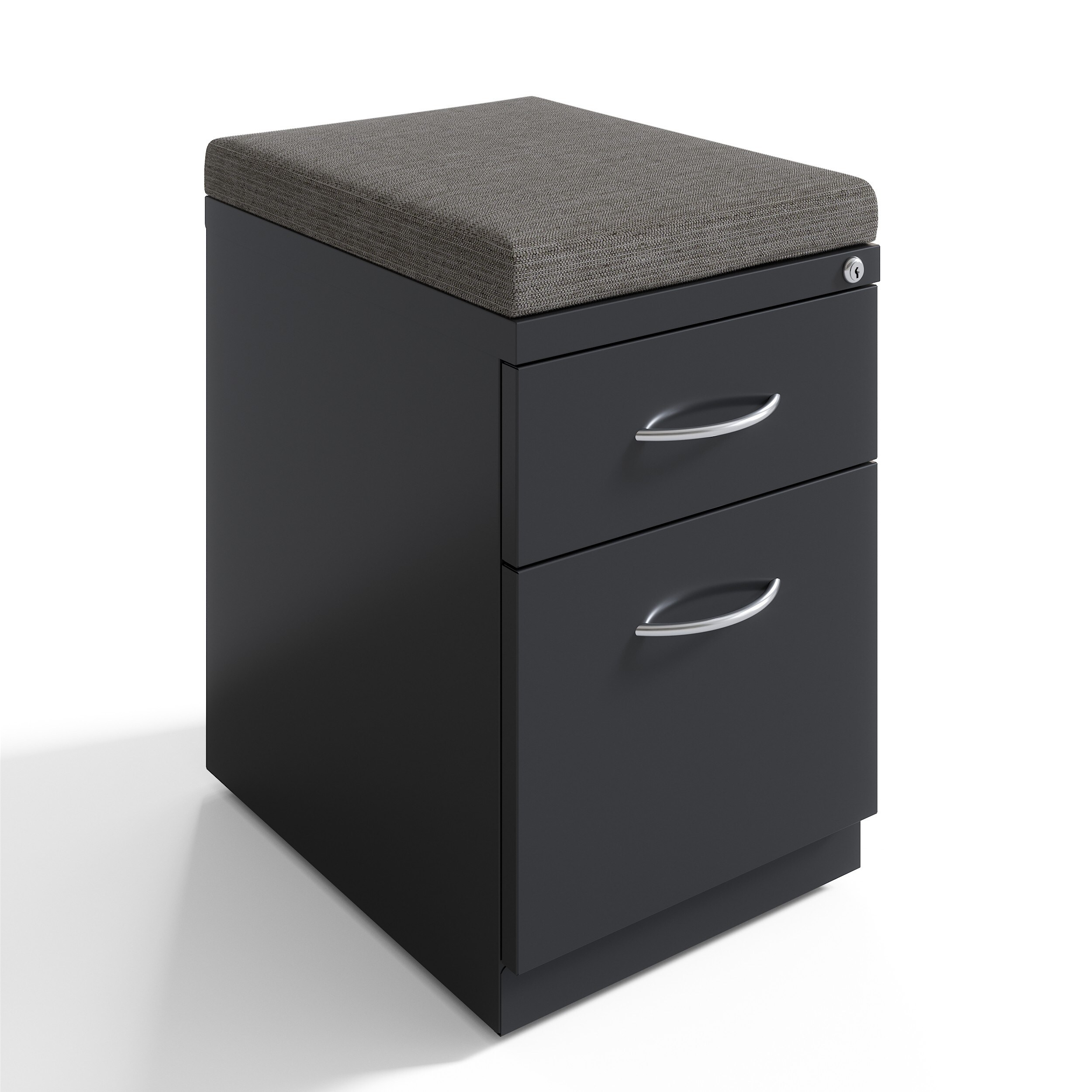 Hirsh 20-inch Deep Mobile Pedestal File 2-Drawer Box/File with Arch Pull and Seat Cushion, Charcoal/Chinchilla