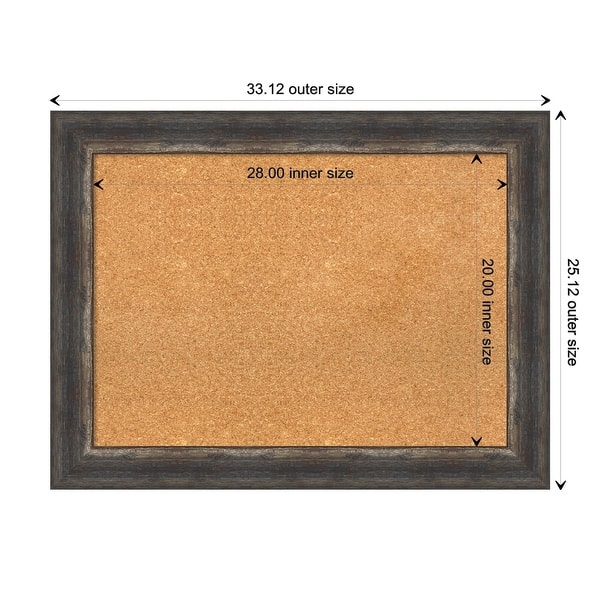 dimension image slide 2 of 10, Bark Rustic Framed Cork Bulletin Memo Board
