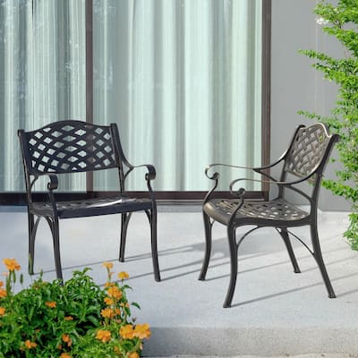 2 PCS Cast Aluminum Bistro Chairs with Black and Gold Powder Coating