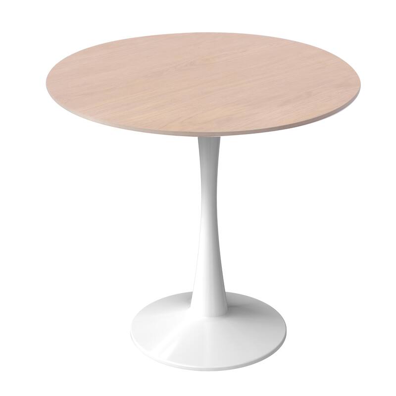 Bristol Modern 27" Round Sintered Stone Top & Accent White Stainless Steel Pedestal Base Dining Table for Kitchens & Restaurants