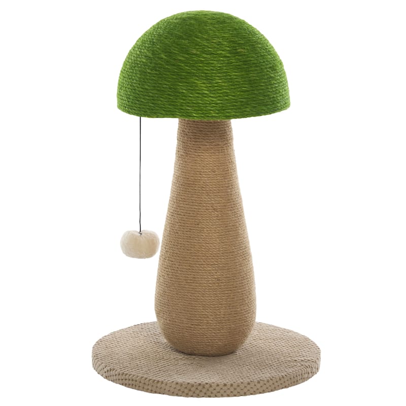 SAFAVIEH Home Natural/Green 14"W x 14"L x 21"H Jute Cat Scratch Post - 14"W x 14"L x 21"H