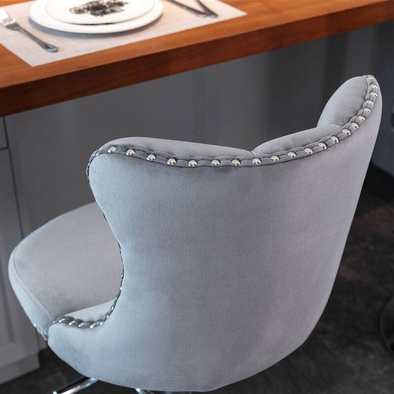Bar stools with Backs Luxurious Velvet Swivel - Adjustable Height, Set of 2