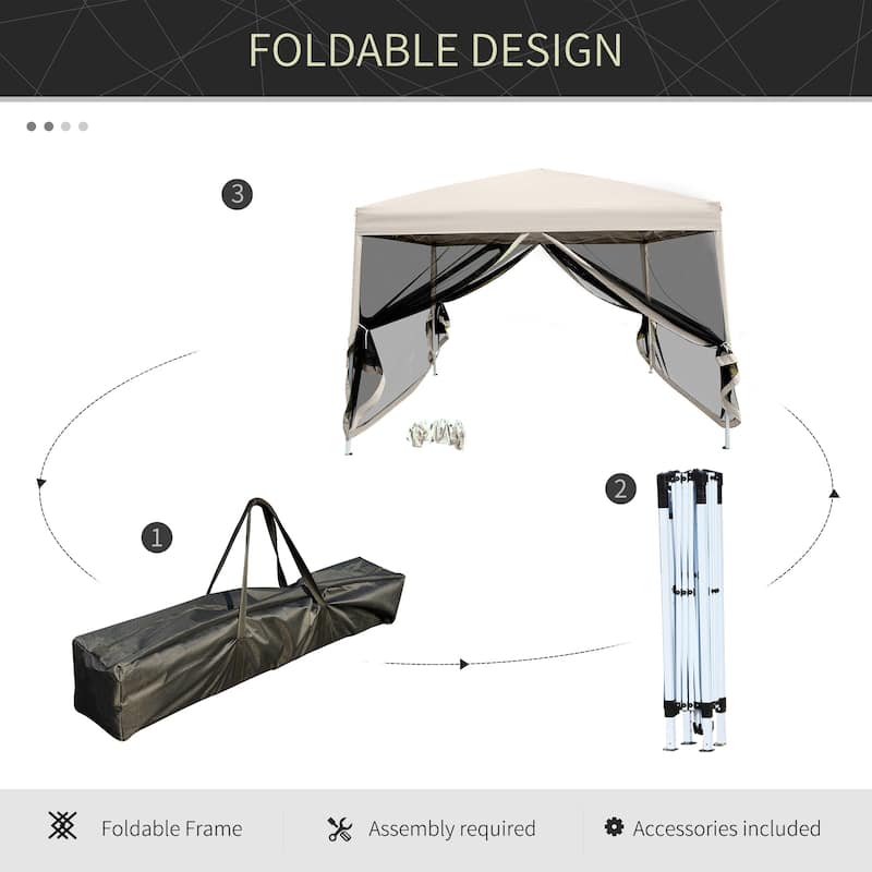 210D Oxford 10' x 10' Pop Up Canopy Tent with Netting, Instant Screen Room House, Tents for Parties