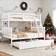 preview thumbnail 25 of 34, Twin/Full Size Bunk Beds with Trundle, Convertible Ladder and Guardrail White