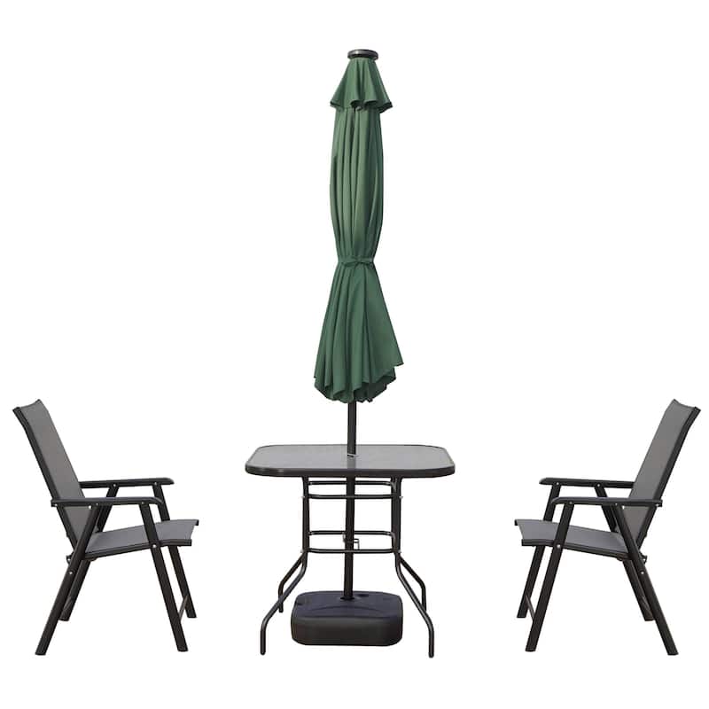 Sierra 9 ft Patio Tilt & Crank Patio Table Market Umbrella With Solar LED for Summer Beach Backyard
