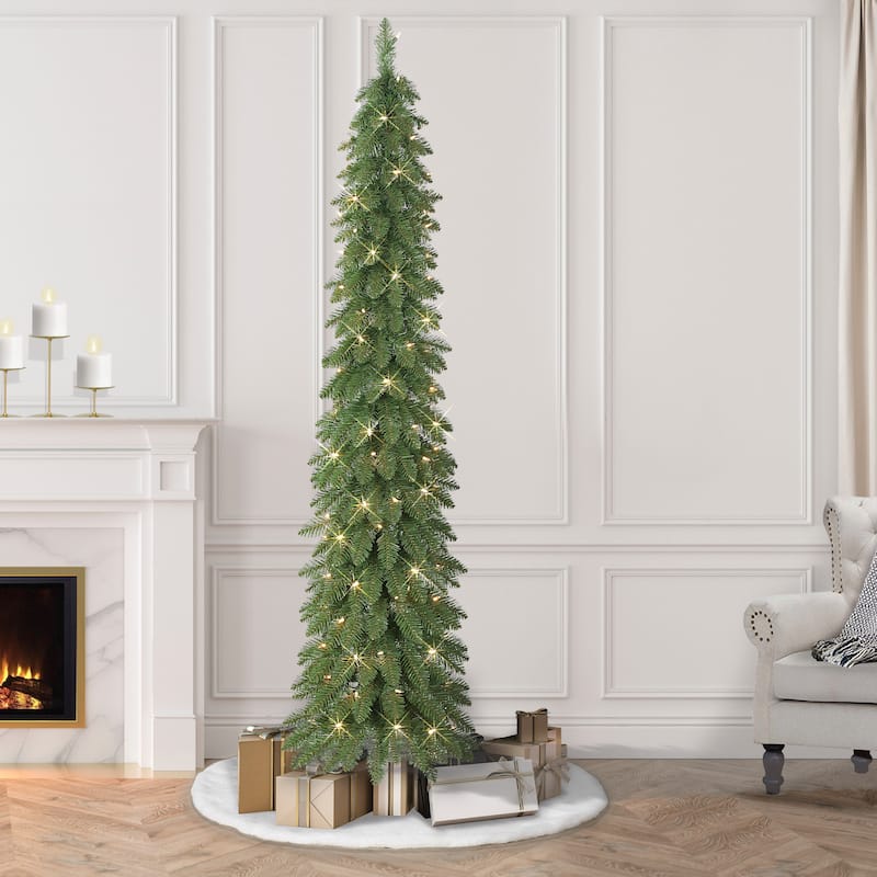 Puleo International 7 ft Pre-Lit Alpine Artificial Pencil Tree