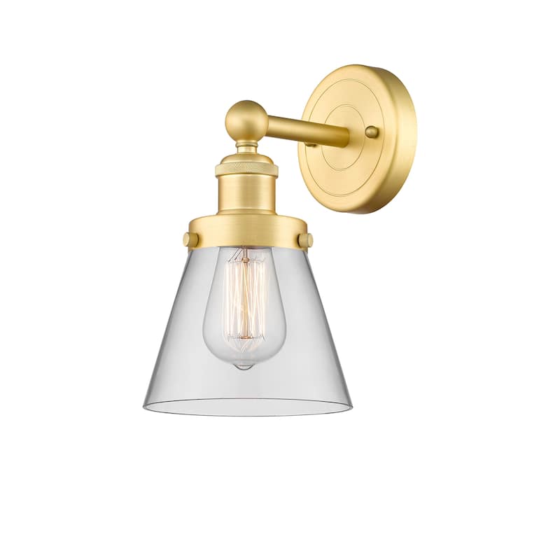 Innovations Lighting 616-1W-10-7 Cone Sconce Cone 10" Tall Wall Sconce - Satin Gold / Clear