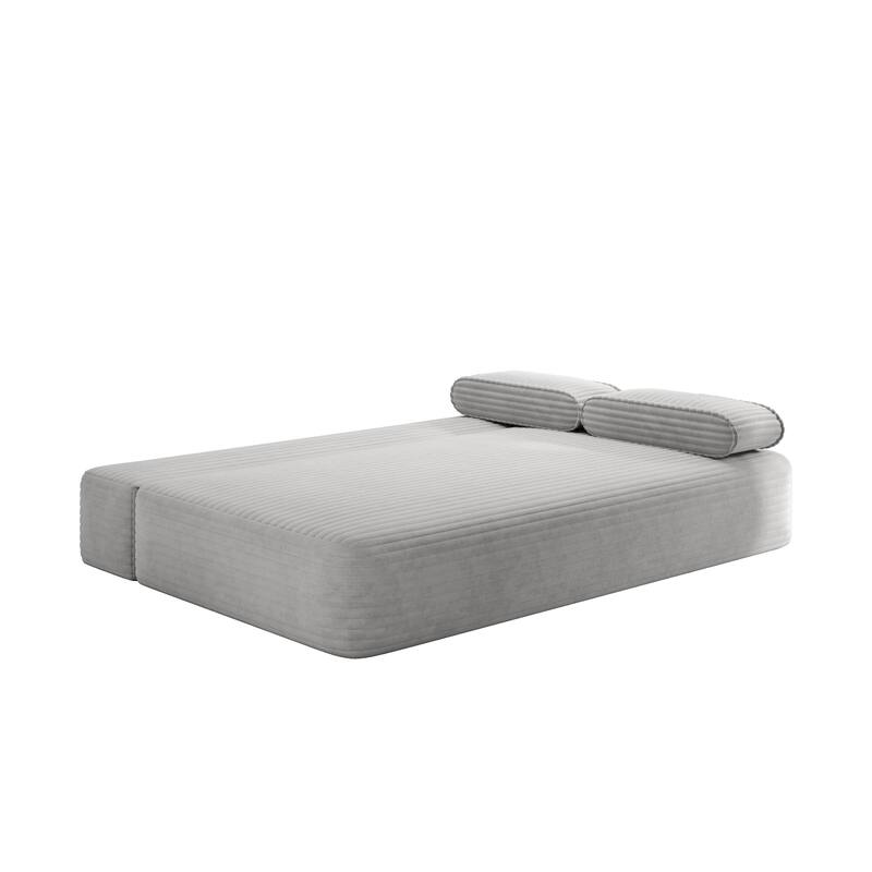 78.7-Inch Convertible Sofa Bed, 2-in-1 Frameless 3-Seater Couch with Plush Corduroy Fabric for Small Spaces