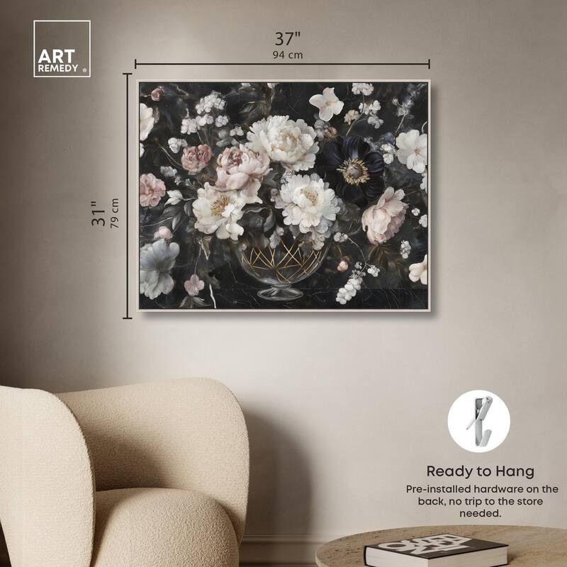 Peonies in Glass Vase Canvas by Art Remedy