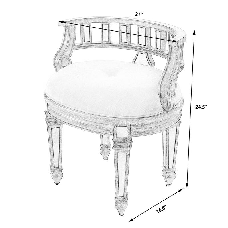Butler Rebecca Mirrored Vanity Stool - Silver