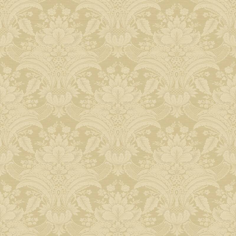 Seabrook Designs Freida Floral Damask Unpasted Wallpaper - 27 in. W x 27 ft. L - Metallic Parchment