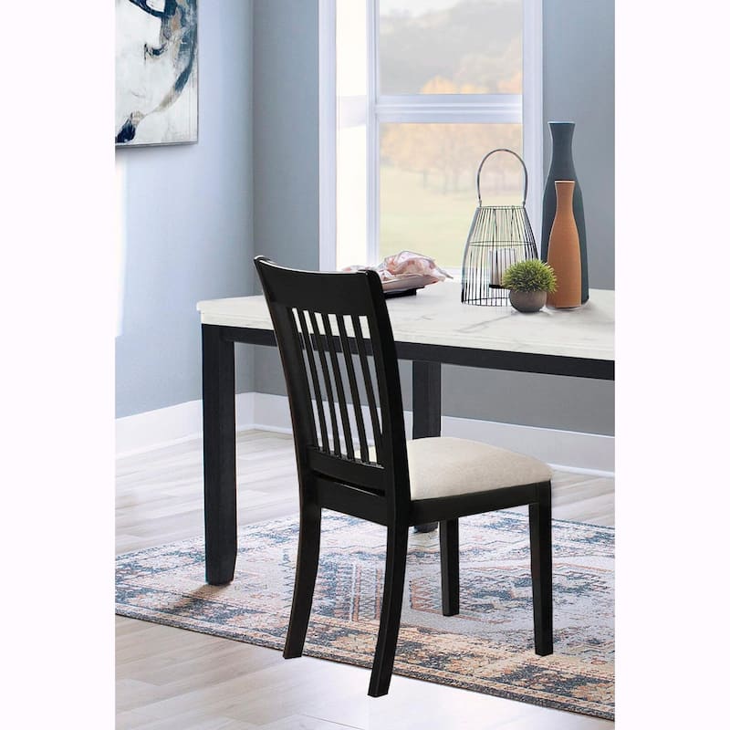 Set of 2 White Finish Dining Room Chairs with Cushioned Seats