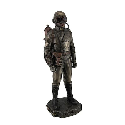 Steampunk Aeronaut Metallic Antique Bronze Finish Statue - 11 X 3.5 X 3.5 inches