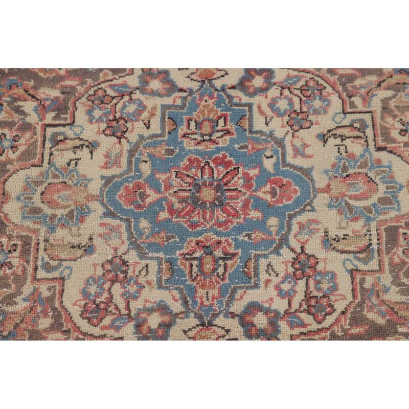 Traditional Pink Kashan Persian Vintage Rug Hand-Knotted Wool Carpet - 9'0"x 11'9"