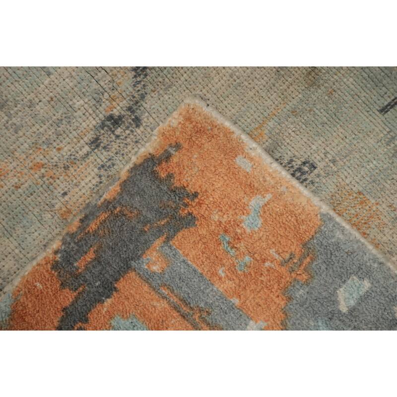 Hand Knotted Oriental Viscose Silk Carpet Modern Animal Pictorial Multi-Colored Abstract Area Rug - 7' 10'' X 4' 11''