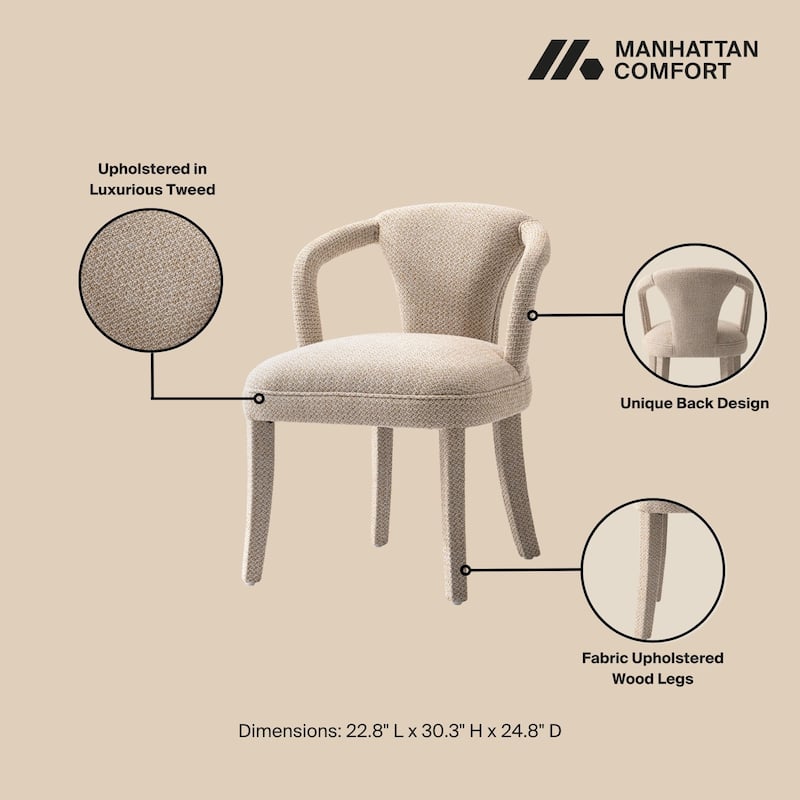 Manhattan Comfort Modern Palmer Tweed Dining Armchair