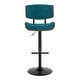preview thumbnail 25 of 36, Carson Carrington Leksand Mid-Century Modern Adjustable Bar Stool with Walnut Wood Accents Teal Noise Fabric